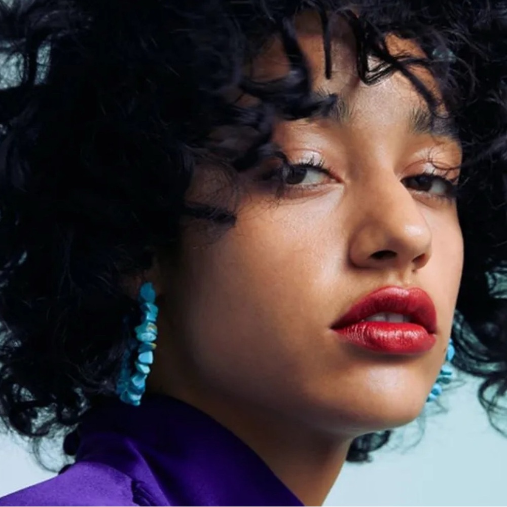 Turquoise Stone Statement Hoops - image 1